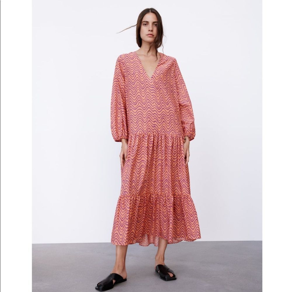 ZARA PRINTED MIDI DRESS - Picture 13 of 16